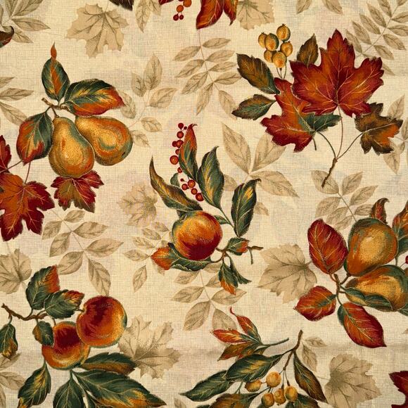 Fall Harvest Leaves, Fruit - VIP for Cranston Fabric - 1/2 Yard - Gold Metallic - Picture 1 of 9